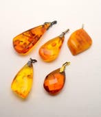 Barnsteen - 835/925 zilver - oranje kleur Baltische amber -