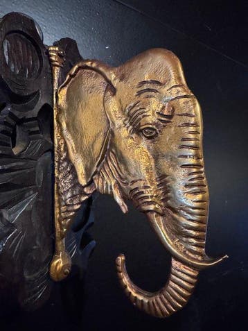 Kapstok - Messing - Art Deco olifant