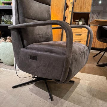 Relaxfauteuil Seduto Microleder Dakota Grey Elektrisch -, Huis en Inrichting, Fauteuils, Ophalen of Verzenden, Nieuw, 75 tot 100 cm