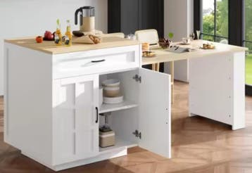 Uitschuifbare Bartafel met Kast en Opbergruimte – 202 cm, Verzenden, Nieuw