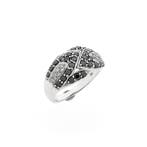 8 karaat ring met zwarte moissanite en heldere diamanten;..., Gebruikt, Overige kleuren, Ophalen of Verzenden, 17 tot 18