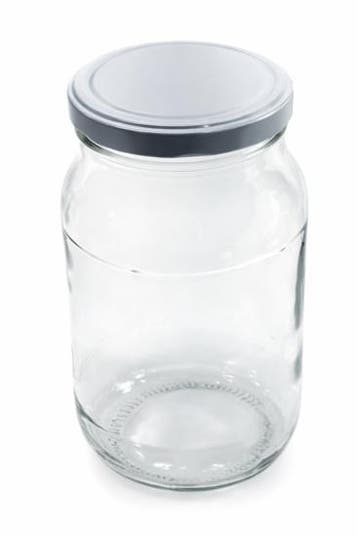 Glazen pot 1.7 liter met witte deksel en houten tang, Verzenden, Nieuw