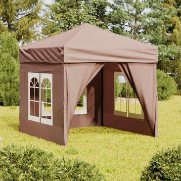 vidaXL Partytent inklapbaar met zijwanden 2x2 m taupe, Verzenden, Nieuw, Partytent