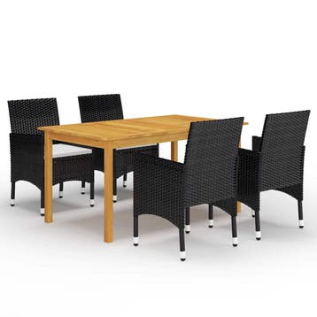 vidaXL 5-delige Tuinset zwart, Tuin en Terras, Tuinsets en Loungesets, 4 zitplaatsen, Nieuw, Tuinset, Verzenden