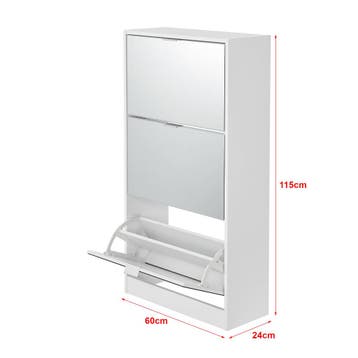[en.casa] Schoenenkast Kragerø met spiegels 115x60x24 cm wit, Verzenden, Nieuw