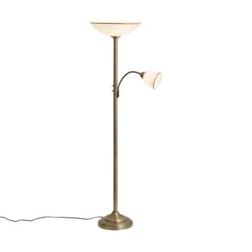 Klassieke vloerlamp brons met opaal glas 2-lichts - Katarina, Verzenden, Nieuw, Classic-antique