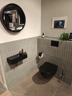 Wandcloset mat zwart hangend toilet randloos - 22 PKW, Ophalen, Nieuw, Toilet