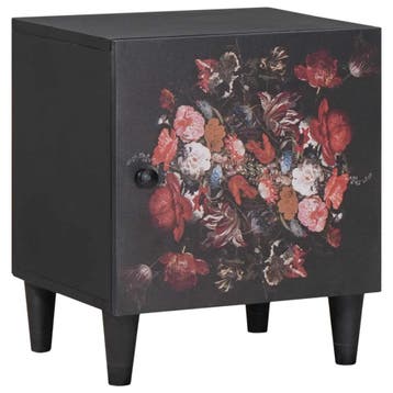 vidaXL Nachtkastje met Deur Zwart 40 x 33 x 46 cm Massief, Minder dan 45 cm, Verzenden, Nieuw, Minder dan 55 cm