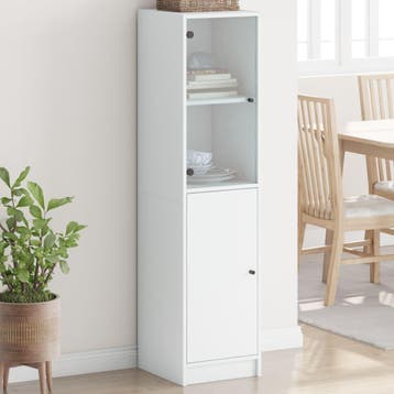 vidaXL buffetkast met glazen deur 35x37x142 cm wit, Huis en Inrichting, Minder dan 50 cm, Verzenden, Nieuw, Minder dan 100 cm