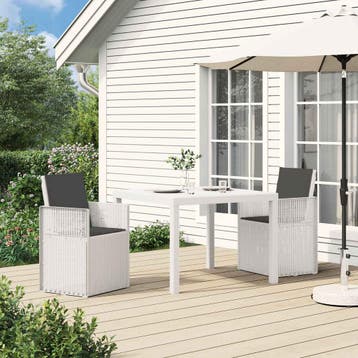 vidaXL Tuin Eetstoelen 2 st Wit en antracietkleurig PP, Verzenden, Nieuw, Kunststof