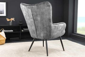 Moderne fauteuil SCANDINAVIA grijs fluweel zwart metalen, Ophalen of Verzenden, Nieuw
