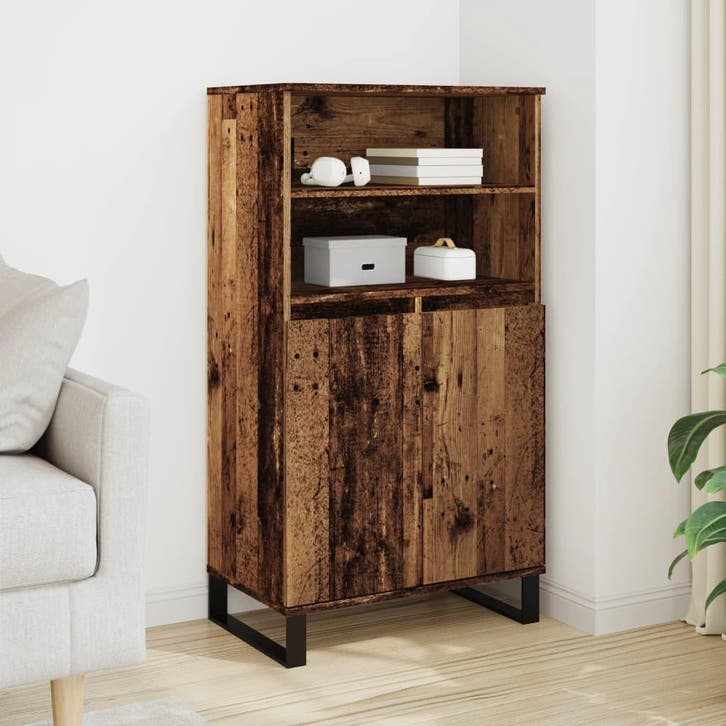 vidaXL buffetkast 60x36x110 cm bewerkt hout oud houtkleurig, Huis en Inrichting, Kasten | Buffetkasten, Nieuw, Overige houtsoorten
