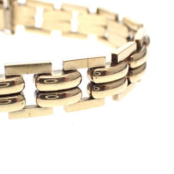 8 karaat Bismarck schakelarmband, Ophalen of Verzenden, Gebruikt, Geel, Goud