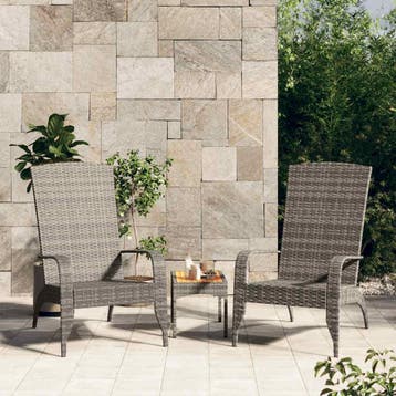 vidaXL Tuinstoel Adirondack Grijs Poly Rattan, Verzenden, Nieuw