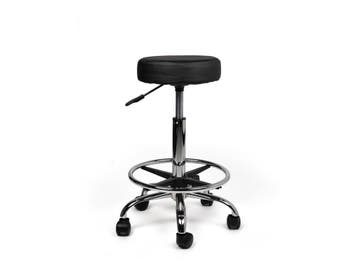 Tabouret Zwart - Standaard Zithoogte met Voetsteun, In hoogte verstelbaar, Nieuw, Kunststof