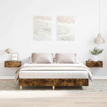 vidaXL Bedframe zonder matras 150x200 cm spaanplaat gerookt, Bruin, Verzenden, Overige maten, 200 cm