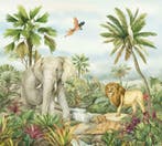 Jungle behang Jungle Droom P4, Jungledieren, Olifant, Leeuw, Ophalen of Verzenden, Nieuw, Wanddecoratie