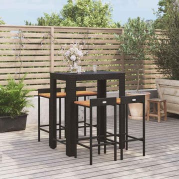 vidaXL 5-delige Tuinbarset poly rattan en massief acaciahout, Tuin en Terras, Verzenden, Nieuw, 4 zitplaatsen