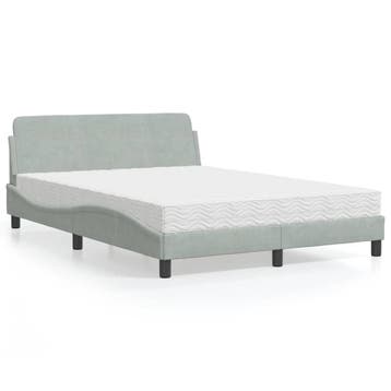 vidaXL Bed met matras Dover fluweel lichtgrijs 120x200 cm, Verzenden, Nieuw, Twijfelaar, 120 cm