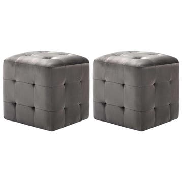 vidaXL Nachtkastjes 2 st 30x30x30 cm fluweel grijs, Overige materialen, Minder dan 45 cm, Verzenden, Nieuw