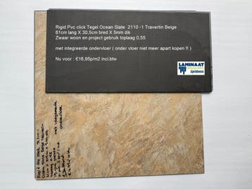 Pvc click v.a €14,95p/m2 Tegel en Hout decoren 13 X Kleur, 75 m² of meer, Nieuw, Ophalen of Verzenden, Crème