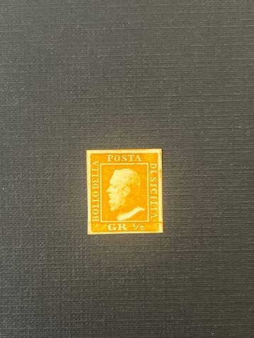 Italiaanse oude staten - Sicilië 1859 - 1/2 Grano Arancio, Gestempeld