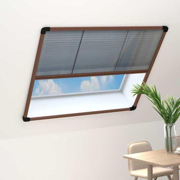 vidaXL Raamhor plissé 120x120 cm aluminium bruin, Huis en Inrichting, Verzenden, Nieuw, Bruin