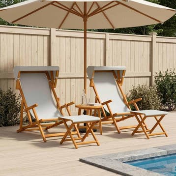 vidaXL Ligstoel 4 pcs 3 Positie massief eucalyptushout, Verzenden, Nieuw