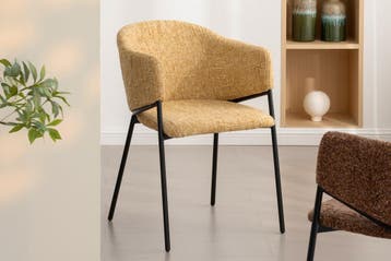 Design Stoel NOBLESSE Mosterdgeel Chenille Zwart Metalen, Ophalen of Verzenden, Nieuw