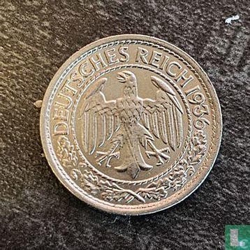 Duitsland - Duitse Rijk 50 reichspfennig 1936 (E), Verzenden, Duitsland, Losse munt