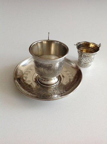 Koffie- en theeservies (3) - Zilver - Russisch antiekzilver.