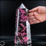 Rhodonietobelisk – krachtige elegantie in roze en zwart