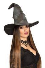 Hoge Heksenhoed Grijs Witch Heks Hoed Halloween Grijs Tye Di, Ophalen of Verzenden, Nieuw, Carnaval