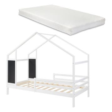 Kinderbed Lorenskog huisbed met matras 200x90 cm wit [en.cas, Kinderen en Baby's, Kinderkamer | Bedden, Verzenden, Nieuw