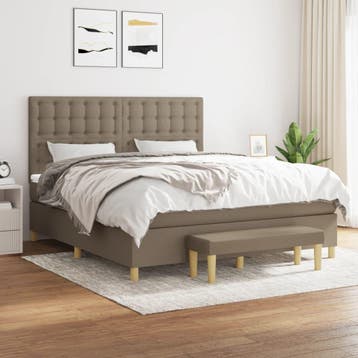 vidaXL Boxspring met matras stof taupe 180x200 cm, Huis en Inrichting, Slaapkamer | Bedden, Eenpersoons, Verzenden, Nieuw, 80 cm