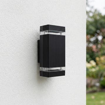 LED Buiten Wandlamp | 2x GU10 | Zwart | IP54 | Dimbaar, Huis en Inrichting, Ophalen of Verzenden, Nieuw