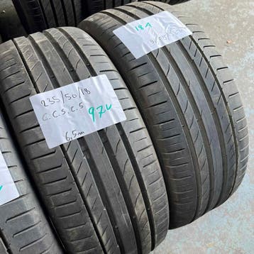 2 x Continental SportContact 5 235-50-18 Zomerbanden 6,5mm, 18 inch, Gebruikt, Ophalen of Verzenden, 235 mm