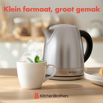 2dekans | KitchenBrothers Waterkoker - Elektrisch - 1 Liter, Ophalen of Verzenden, Zo goed als nieuw