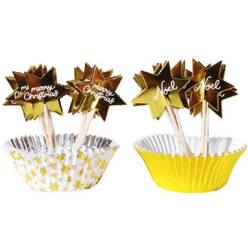PME Cupcake Set Gouden Sterren 24st.**, Verzenden, Nieuw