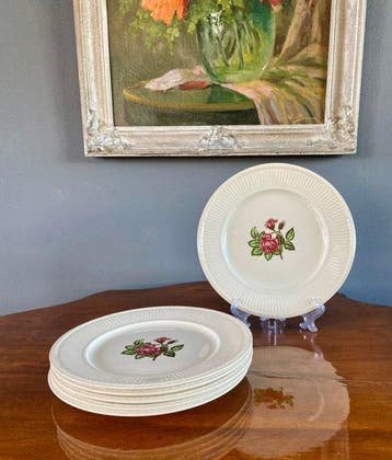 Wedgwood - Eetservies (6) - Moss Rose - Porselein -