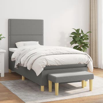 vidaXL Boxspring met matras stof donkergrijs 100x200 cm, 100 cm, Eenpersoons, Verzenden, Nieuw