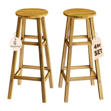 Barkrukken Set van 4 Acaciahout 76cm (Meubelen, Interieur), Verzenden, Nieuw