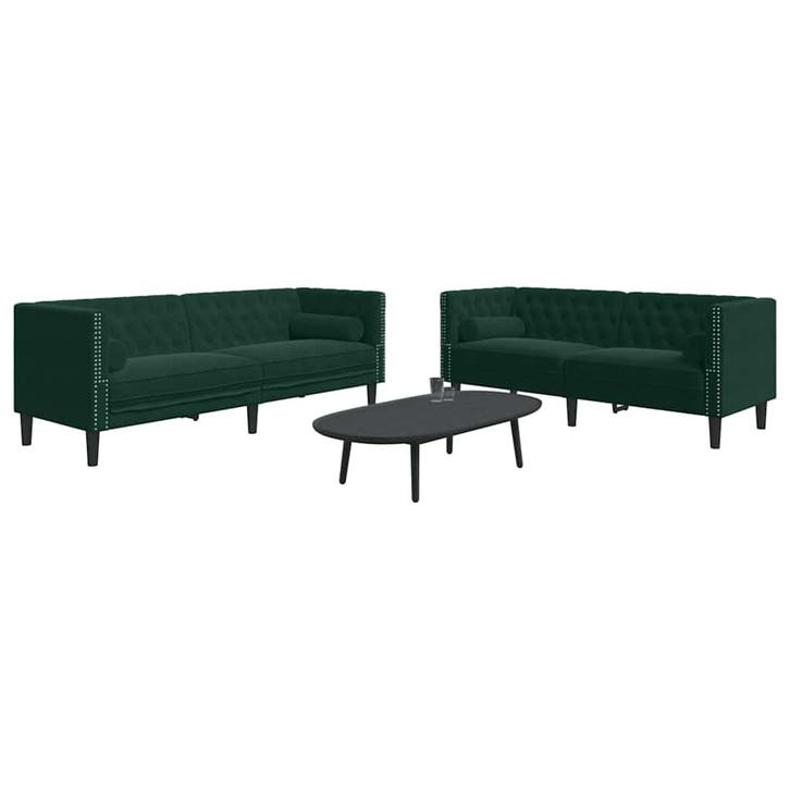 vidaXL 2-delige Loungeset Chesterfield en bolsters fluweel, Huis en Inrichting, Banken | Bankstellen, Nieuw, Stof, Vierpersoons of meer