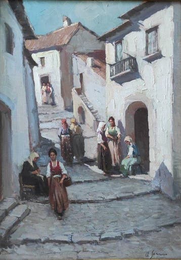 Alfonso Sarno (XX) - Stradina di paese (Capri ?), Antiek en Kunst