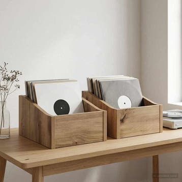 vidaXL LP Recorddoos 2 st Artisanaal eiken 23 x 33 x 16 cm, Verzenden, Nieuw