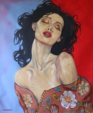 Pablo Soroya - Woman in a Floral Robe, Original oil
