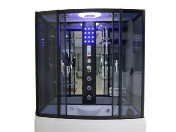 Veiling - Stoomcabine met massagebad - wit bad met zwarte ca, Nieuw