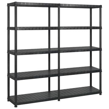 vidaXL Opbergrek 5-laags 183x45,7x185 cm kunststof zwart, Huis en Inrichting, Verzenden, Nieuw