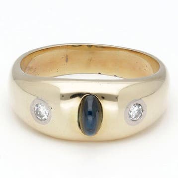 Ring - 14 karaat Geel goud Saffier - Diamant, Nieuw