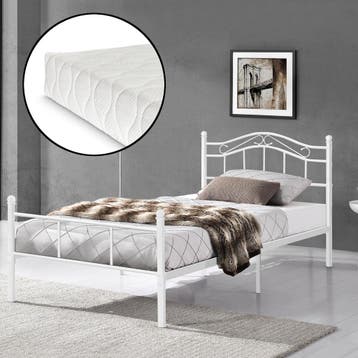 Metalen bed twijfelaar incl. matras 120x200 cm wit, Verzenden, Nieuw